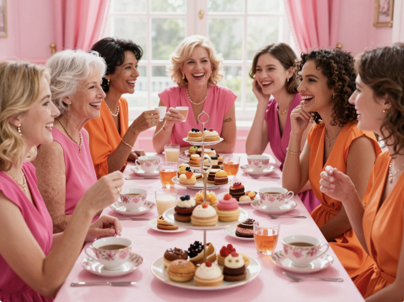 Women of every age together in a garden